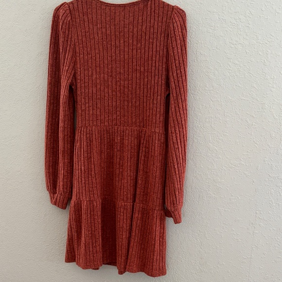 Amazon Rust Ribbed Knit Dress - Picture 3 of 3